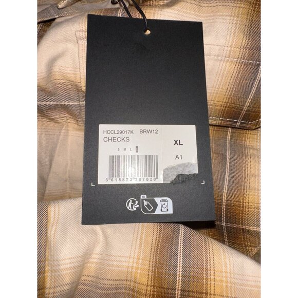 The Kooples Mens XL Plaid Shirt Brown & Beige Cotton Blend Western Boho Revolve - Picture 3 of 5